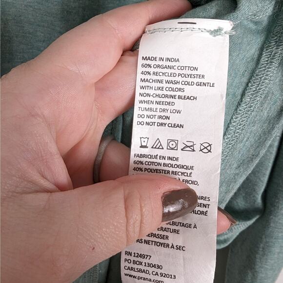 prAna Men's Starling Green Heather Prana Long Sleeve Hood Sweatshirt Size XXL - Picture 8 of 8